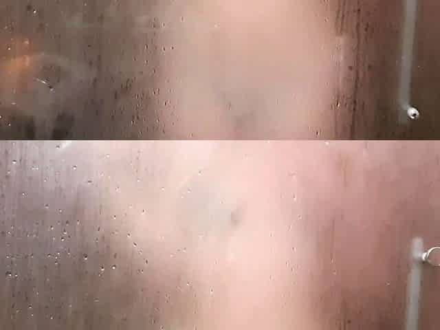 Skinny small titted blonde in shower