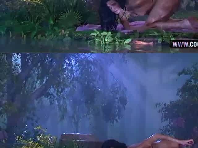 Steamy Forest Dream: Ebony-Haired Gal and Pumped up Man