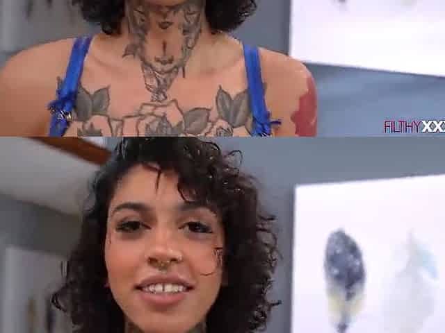 Large tit black takes on two large ebony dicks