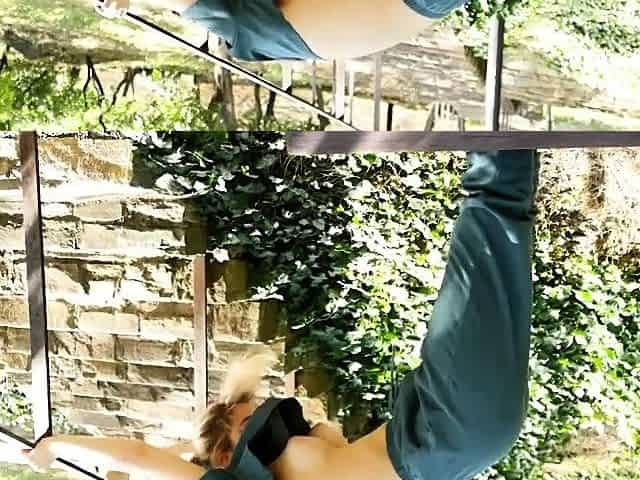 Outdoor sexy solo scene with teenie masturbating