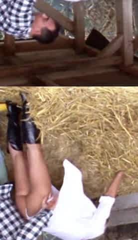 German farmer fucks his blonde wife at work in the straw