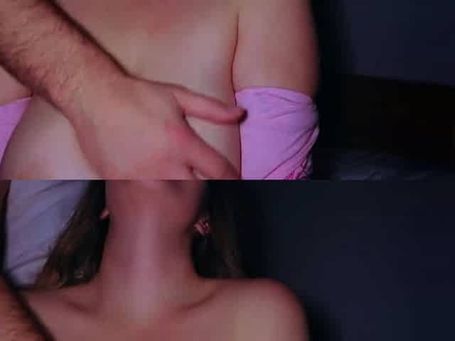 Big Tits in Pink PJs Covered in Cum