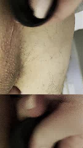 Getting a oral-job with petite sex tool up his butt