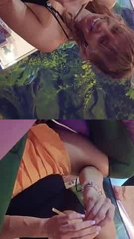 Teasing ally and John's online rolling a blunt topless