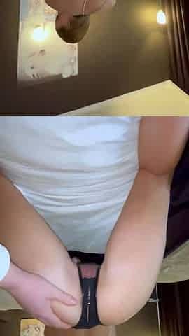 Nice smut amateur babe inside stocking masturbating