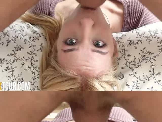 18yo Blond Amateur Angel Gets Upside Down Mouth Banged By Monster BWC