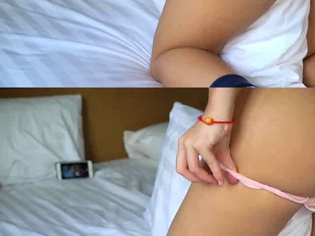 Close up teen foot worship