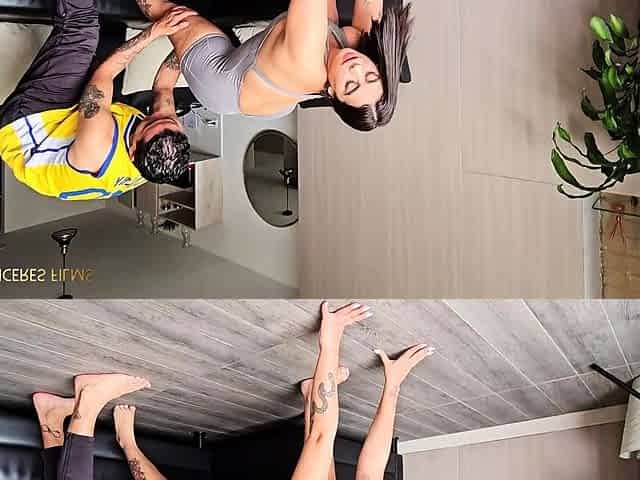 Bouncing my huge ass on my trainer's big cock - Yoga with a