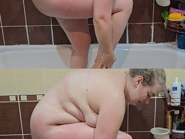 Horny Husband Caught His Big-tits BBW Wife Taking a Quick Shower
