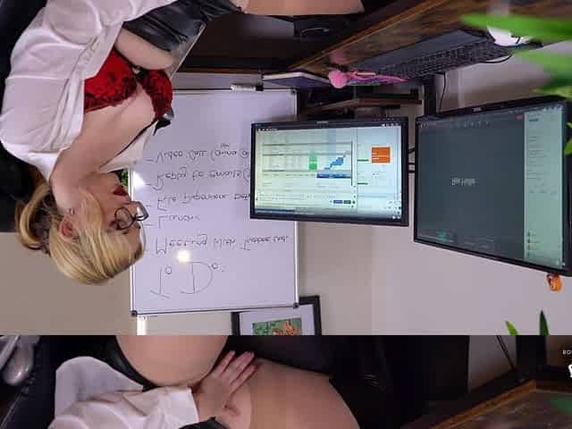 POV:sneaking on Your Boss While She Watches Porn in Her Office