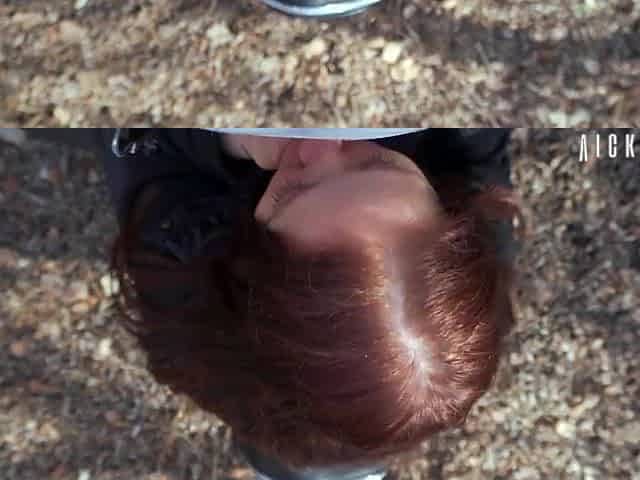 Stuffed blue-eyed whore's throat with my thick penis in the bushes