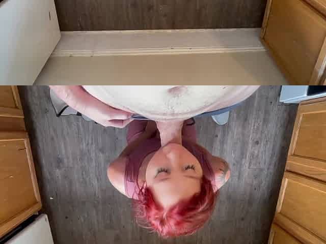 Hot redhead slut gives me a long wet blowjob and loves slurping my cock, drooling