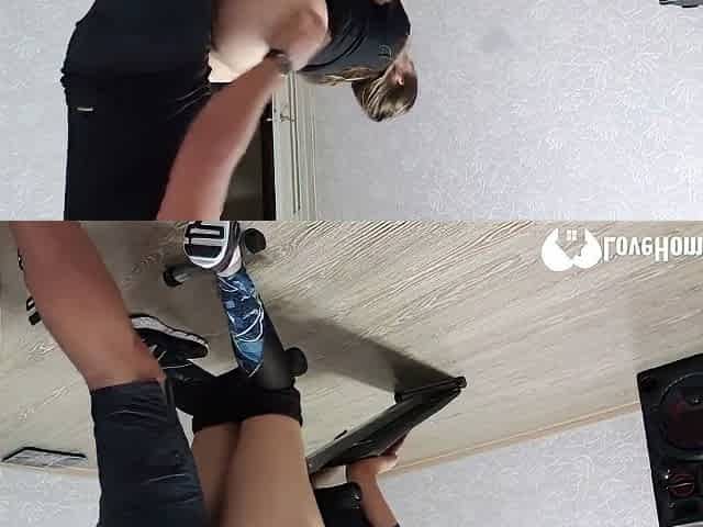 Horny Exercising Girlfriend Needed Help With A Problem So I Helped He - Bbw