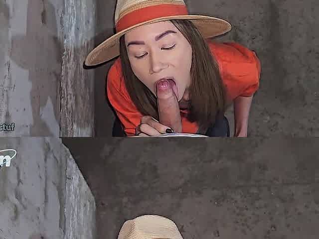 Stranger cutie in a Hat sucked on the street and invited her to her home to screw her in all holes