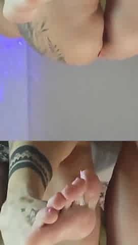 Foot Fetish with Pink Nails Jerking off a Big Cock and Fucking