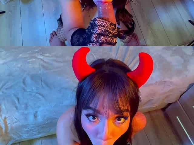 Mature brunette amateur giving a great POV blowjob