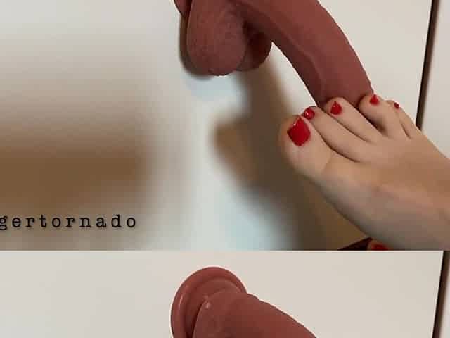 Female feet likes fetish rod