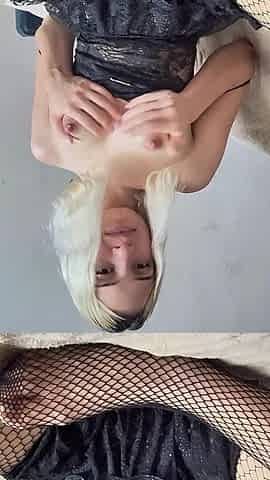 Gothic Pussy Masturbates Her Pussy on the Couch of Her Home