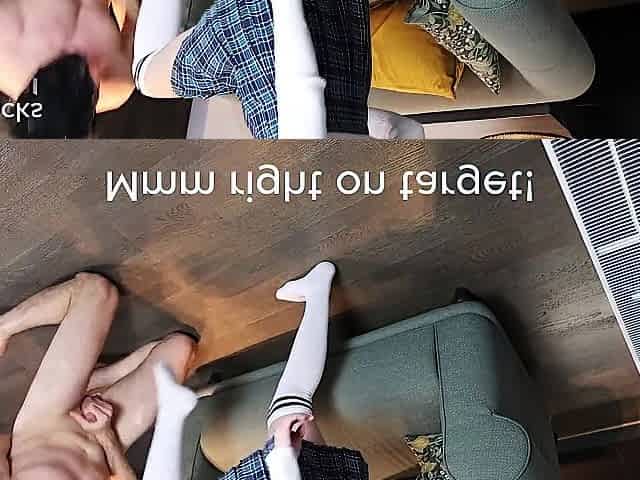 Ballbusting in white knee-high socks