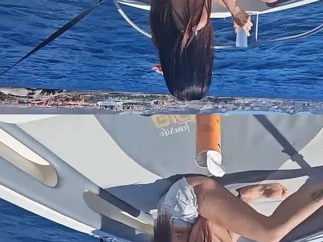 Brunette milf pumped in doggy on the boat