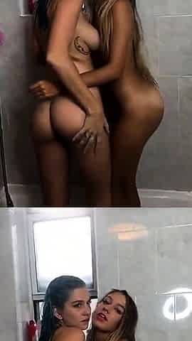Naughty brunette lesbian teens teasing sweet pussies on cam