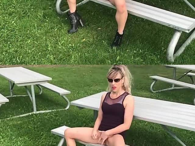 Soccermom on sidelines with no panties short skirt