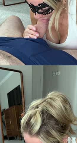 Sexy blonde blowjob and handjob