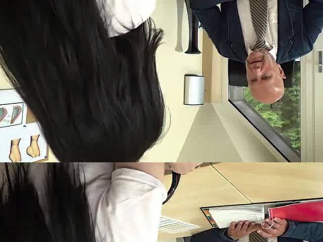 Breasty youthful wife asks old doctor to give her larger breasts then screws him