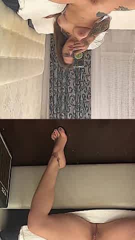 Office seductress records a movie to her boss