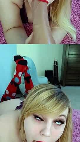 Blonde amateur gives webcam show with toys