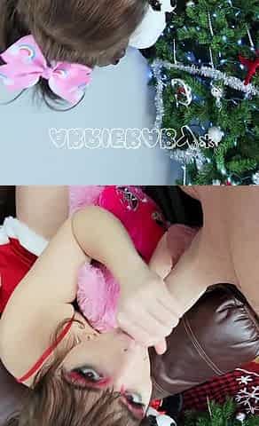 Crampie loving brunette giving blowjob to lucky dude POV