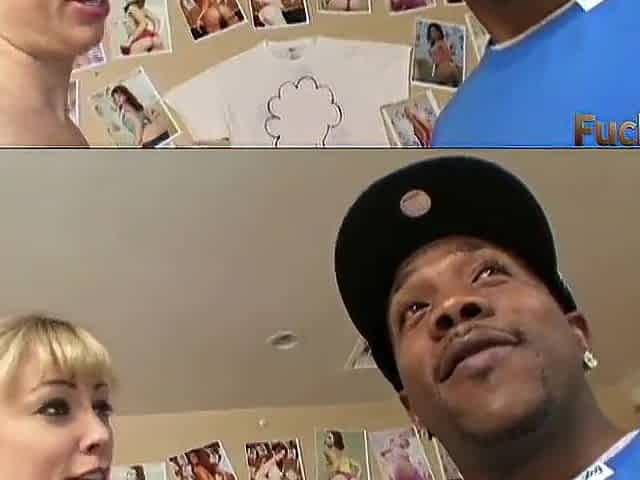 Blond Adrianna Nicole Takes Shorty's Thick Ebony Rod