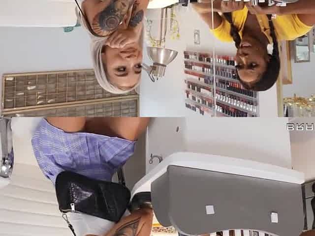 Ebony Mystique Sneaky Vibrator Leads To Salon Sex With Avery Black