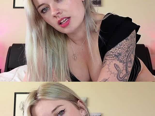Super hot busty blonde babe fucks a big dick on webcam