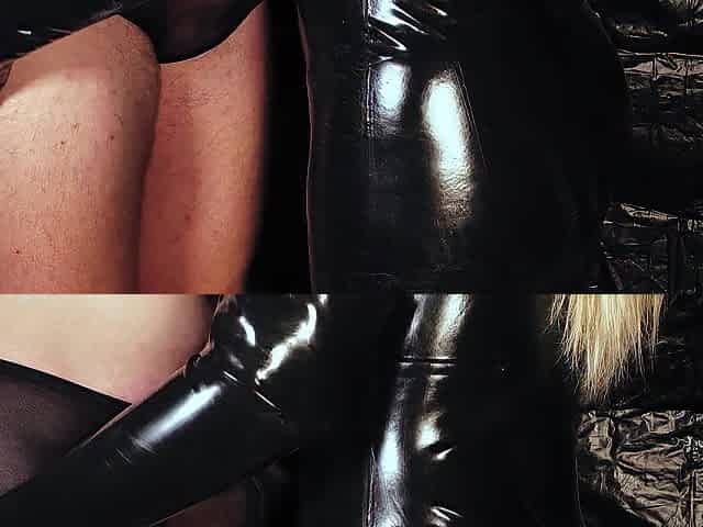 Golden-haired Hotty in Latex Gloves gives Tugjob with a large load of Cum