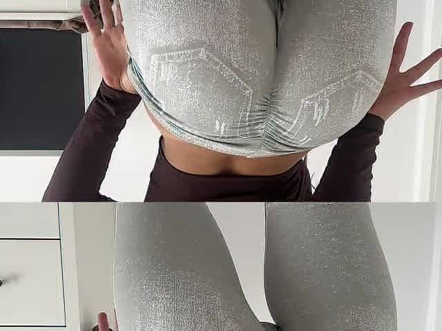 Sexy fitness cutie try on haul constricted leggings
