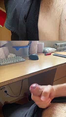 Masturbating on the desk and cumming