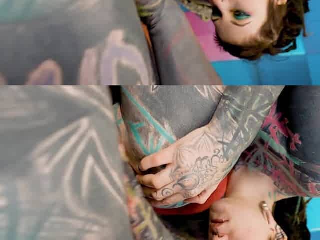 Tattooed Gals Alt Teen double team the Tattooed man to Satisfy Him