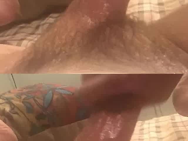 Large cum discharged after and hour of edging for thick hard lubed knob