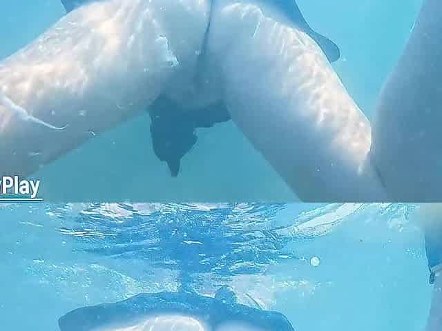 Underwater creampie whilst swimming after cum inside cunt