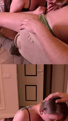 A Couple Has Sex in an Armchair-blowjob, Doggy Style, and Much More