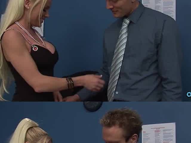 Breasty secretary having pleasure with her lascivious boss in the office