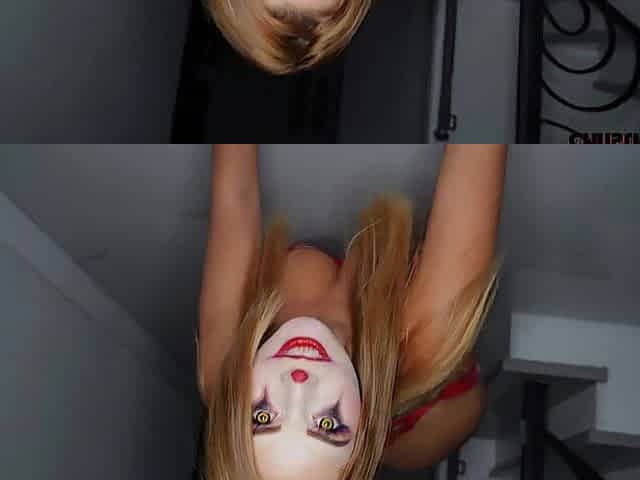 Agatha Vega clothed as a creepy Clown gets drilled hard by