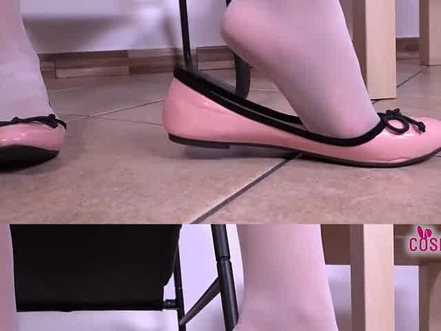 College fresher foot tease shoeplay wearing white nylon socks