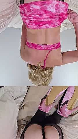 Kate collared, leashed, plugged, and in chastity