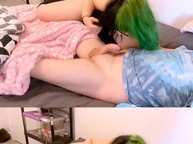 Small tit brunette gives a nice hard blowjob and fuck