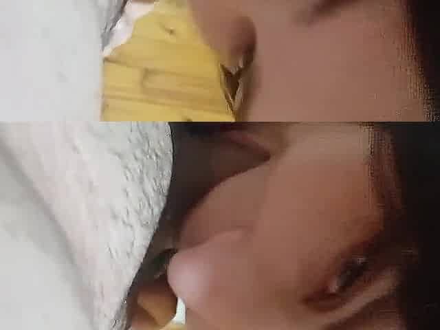 Unfathomable mouth with milk in the throat