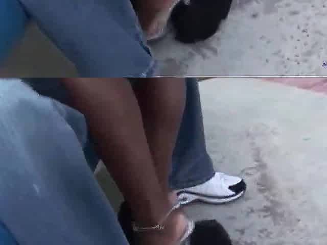 Whilst the dude bangs her from behind her large boobs bounce all over the backyard