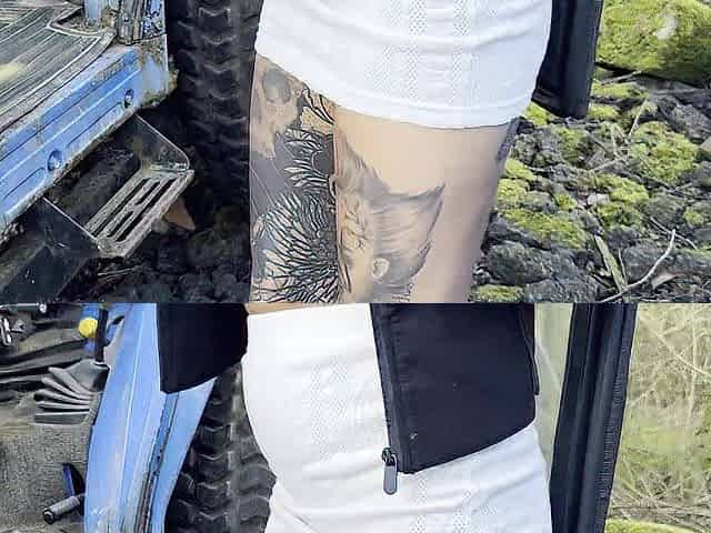 Pissing in abandon tractor