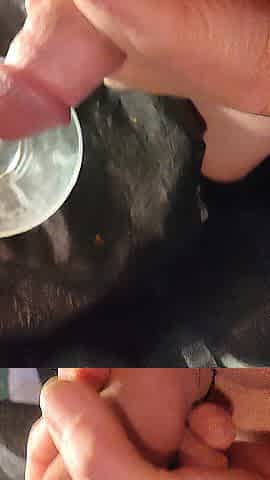 Cumming in a glass of cum